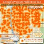 This map shows the areas where food trucks can't go. Map courtesy of the Institute for Justice.